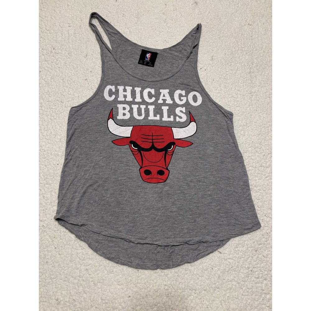 NBA Womens Chicago Bulls Tank Top Graphic Tank Size L Gray Racerback Solid